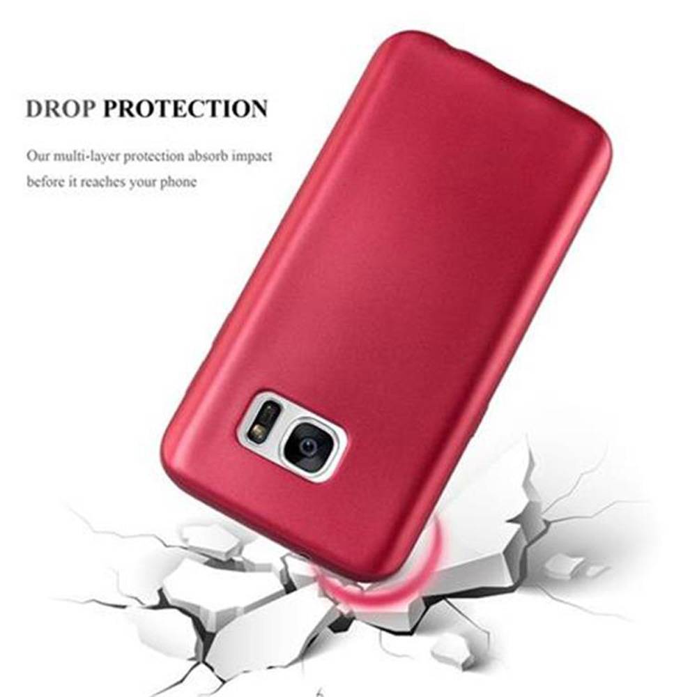 Cadorabo Schutzhülle für Samsung Galaxy S7 Hülle in Rot Handyhülle TPU Silikon Etui Cover Case