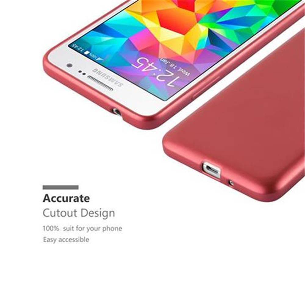 Cadorabo Schutzhülle für Samsung Galaxy GRAND PRIME Hülle in Rot Handyhülle TPU Silikon Etui Cover Case