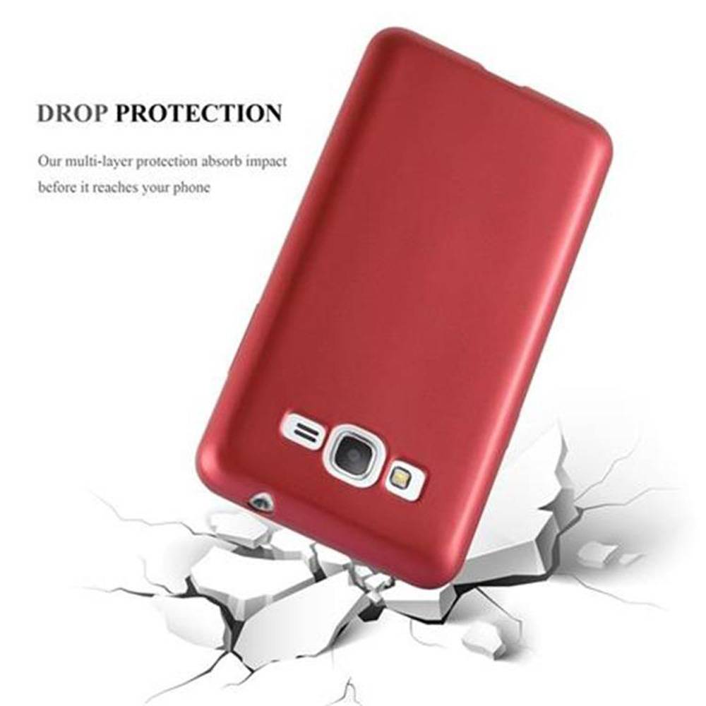 Cadorabo Schutzhülle für Samsung Galaxy GRAND PRIME Hülle in Rot Handyhülle TPU Silikon Etui Cover Case