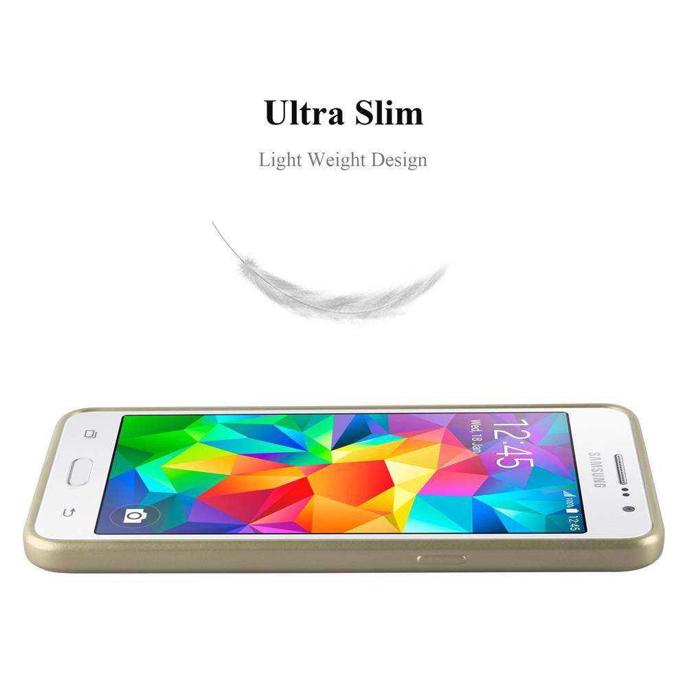 Cadorabo Schutzhülle für Samsung Galaxy GRAND PRIME Hülle in Gold Handyhülle TPU Silikon Etui Cover Case