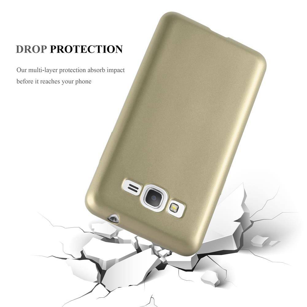 Cadorabo Schutzhülle für Samsung Galaxy GRAND PRIME Hülle in Gold Handyhülle TPU Silikon Etui Cover Case