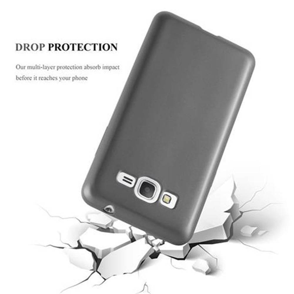 Cadorabo Schutzhülle für Samsung Galaxy GRAND PRIME Hülle in Grau Handyhülle TPU Silikon Etui Cover Case