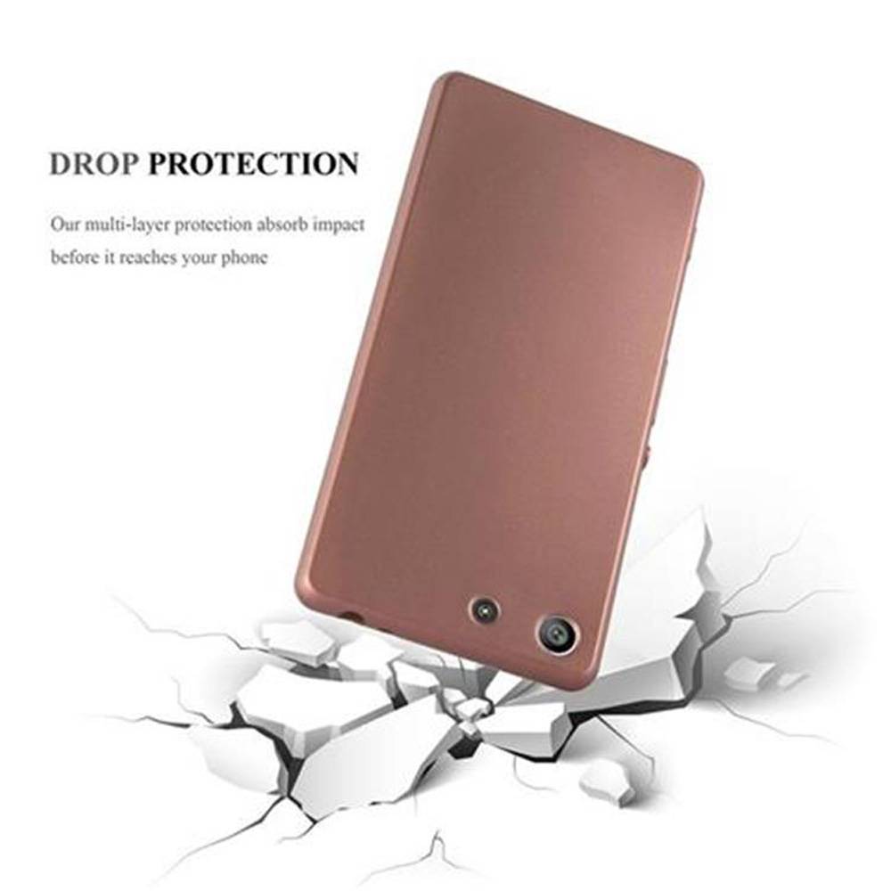 Cadorabo Schutzhülle für Sony Xperia M5 Hülle in Gold Handyhülle TPU Silikon Etui Cover Case