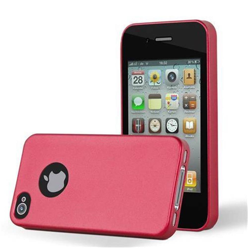 Cadorabo Schutzhülle für Apple iPhone 4 / 4S Hülle in Rot Handyhülle TPU Silikon Etui Cover Case