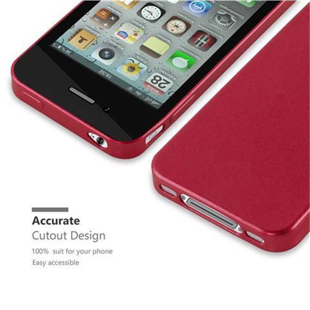 Cadorabo Schutzhülle für Apple iPhone 4 / 4S Hülle in Rot Handyhülle TPU Silikon Etui Cover Case