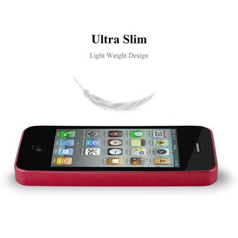 Cadorabo Schutzhülle für Apple iPhone 4 / 4S Hülle in Rot Handyhülle TPU Silikon Etui Cover Case