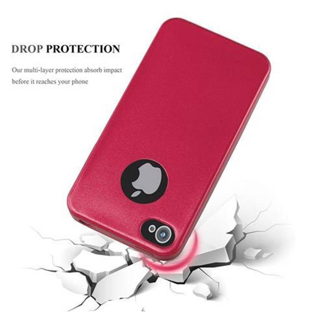 Cadorabo Schutzhülle für Apple iPhone 4 / 4S Hülle in Rot Handyhülle TPU Silikon Etui Cover Case