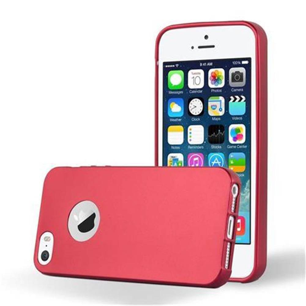 Cadorabo Schutzhülle für Apple iPhone 5 / 5S / SE 2016 Hülle in Rot Handyhülle TPU Silikon Etui Cover Case