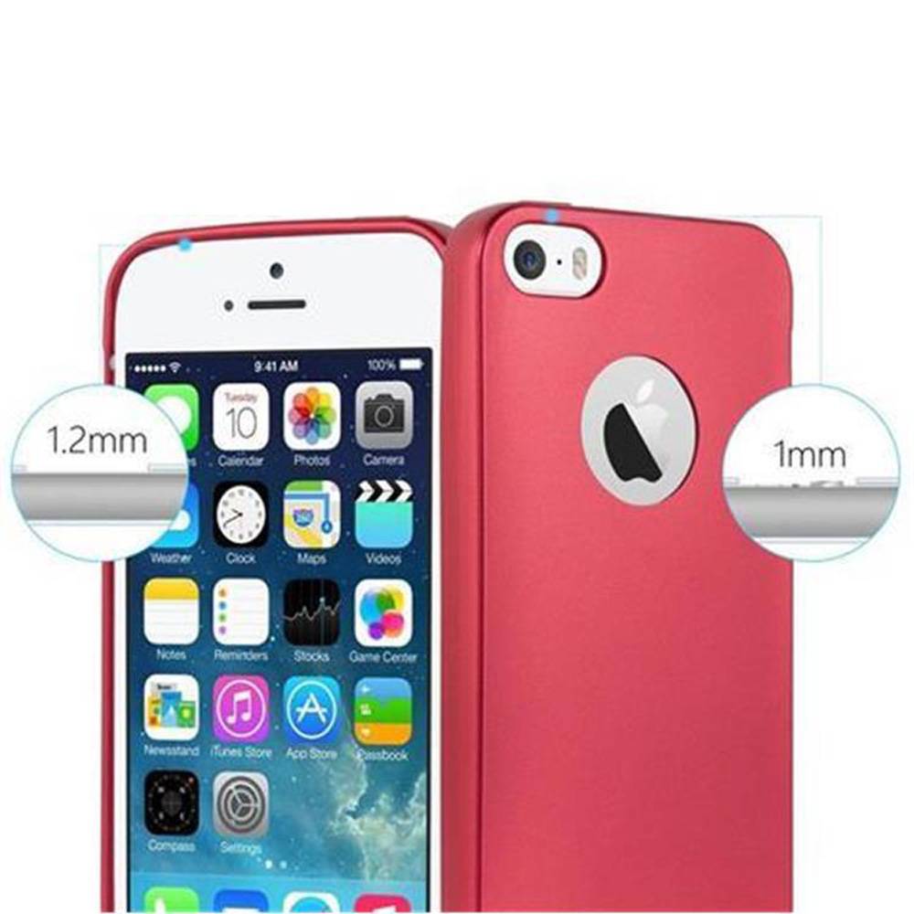 Cadorabo Schutzhülle für Apple iPhone 5 / 5S / SE 2016 Hülle in Rot Handyhülle TPU Silikon Etui Cover Case