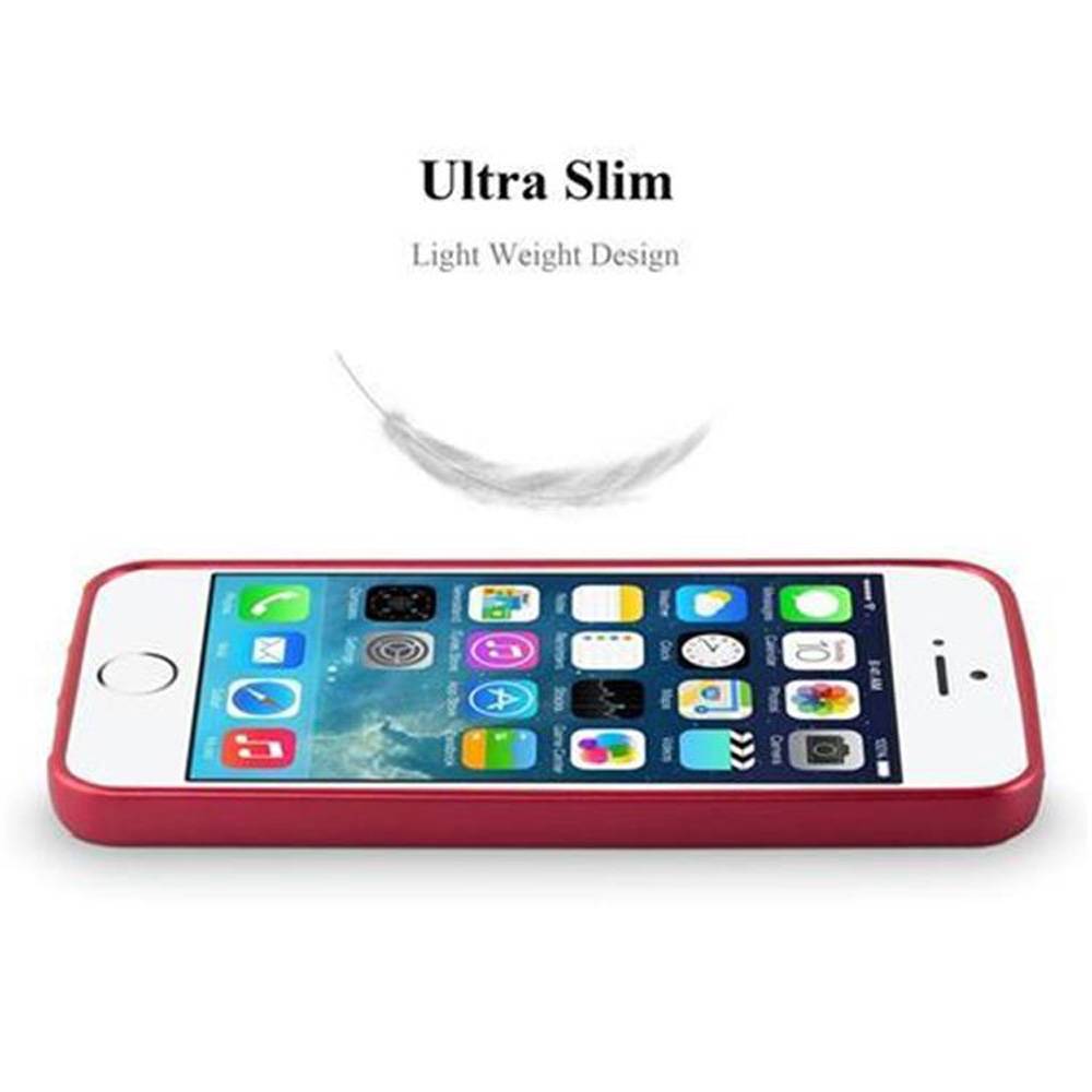 Cadorabo Schutzhülle für Apple iPhone 5 / 5S / SE 2016 Hülle in Rot Handyhülle TPU Silikon Etui Cover Case