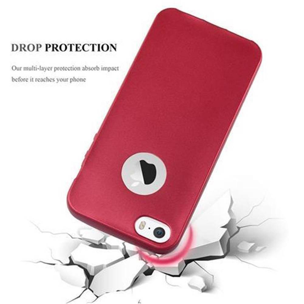Cadorabo Schutzhülle für Apple iPhone 5 / 5S / SE 2016 Hülle in Rot Handyhülle TPU Silikon Etui Cover Case