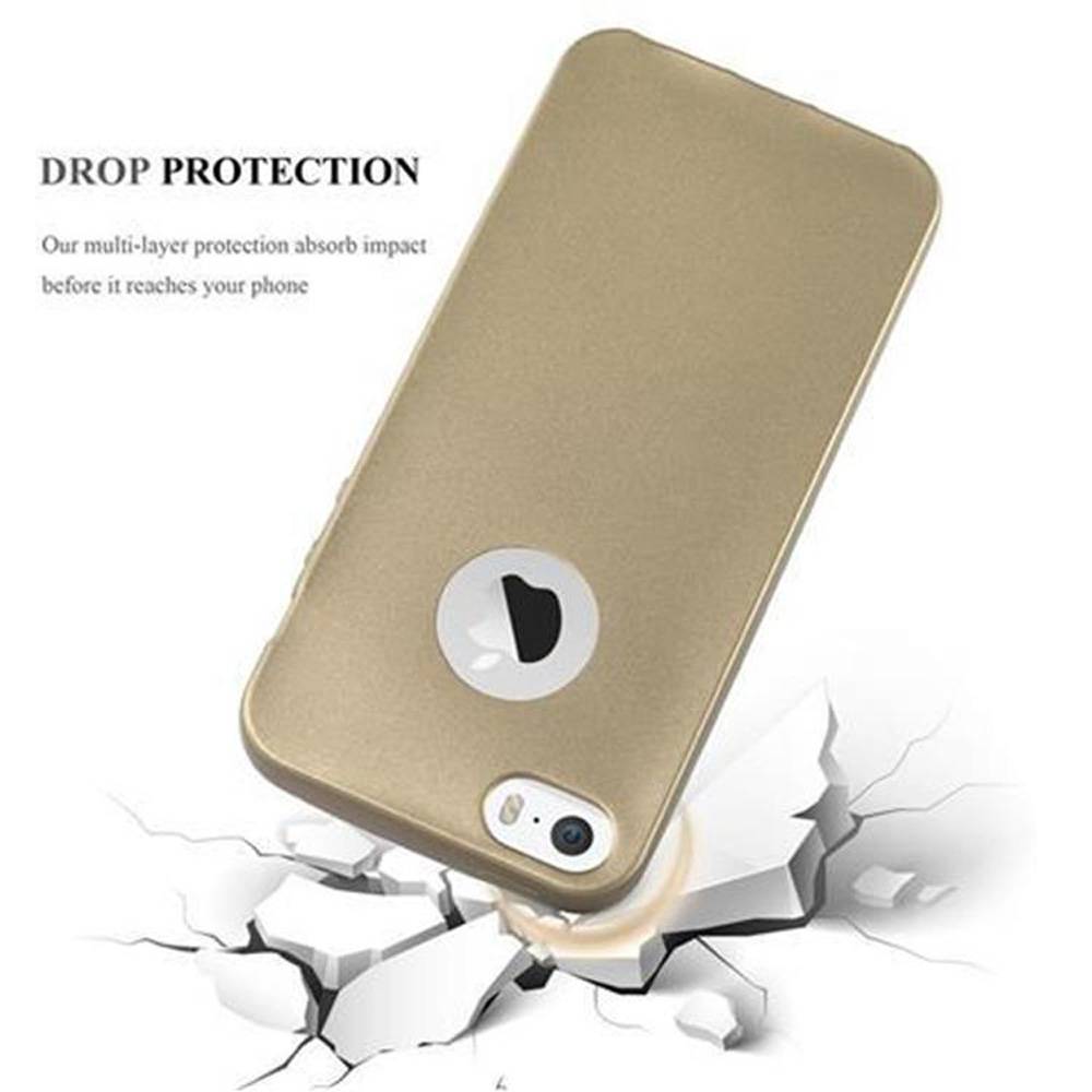 Cadorabo Schutzhülle für Apple iPhone 5 / 5S / SE 2016 Hülle in Gold Handyhülle TPU Silikon Etui Cover Case