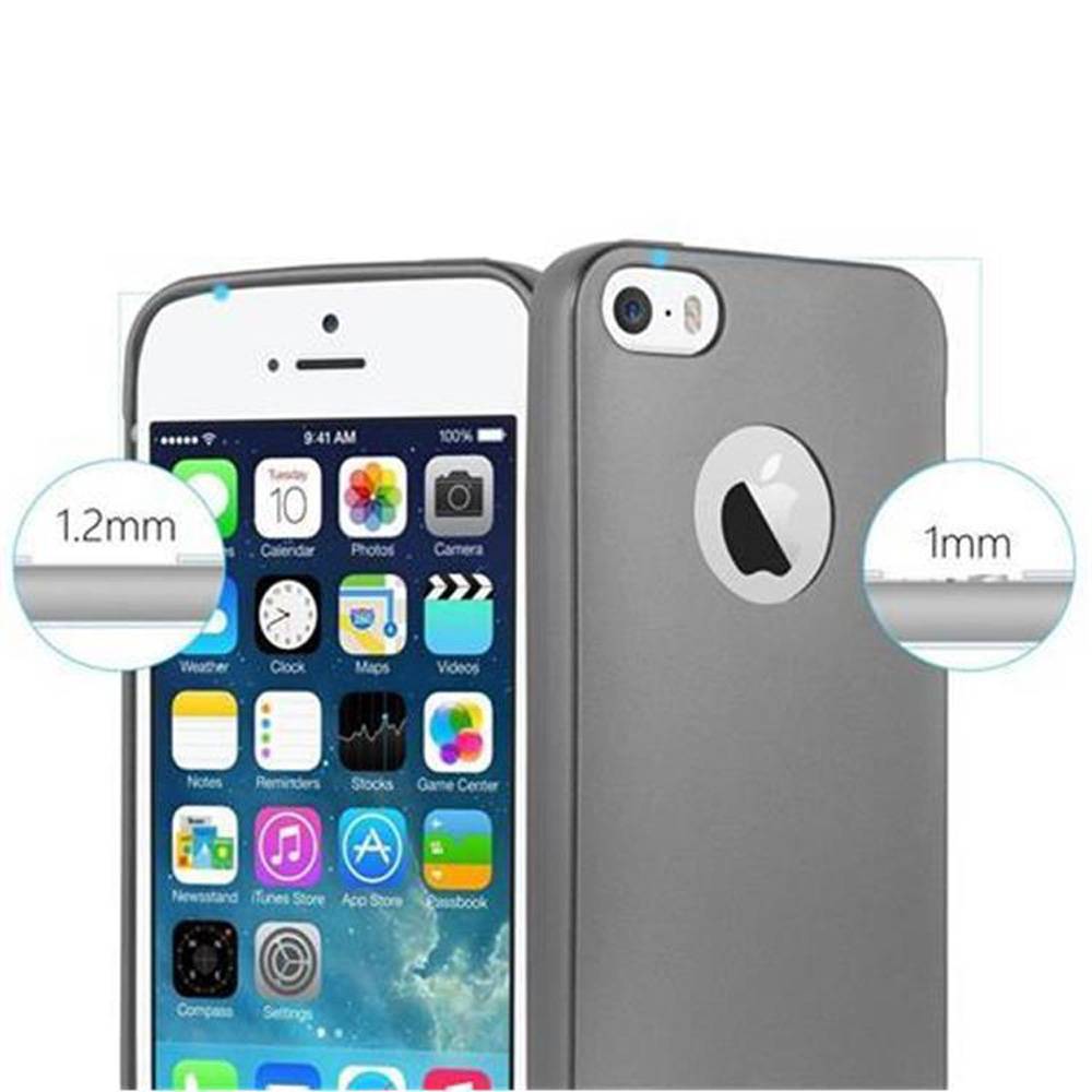 Cadorabo Schutzhülle für Apple iPhone 5 / 5S / SE 2016 Hülle in Grau Handyhülle TPU Silikon Etui Cover Case