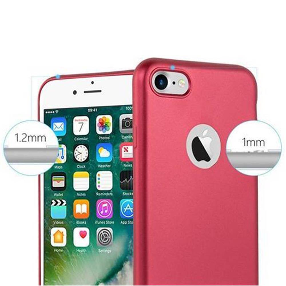 Cadorabo Schutzhülle für Apple iPhone 7 / 7S / 8 / SE 2020 Hülle in Rot Handyhülle TPU Silikon Etui Cover Case