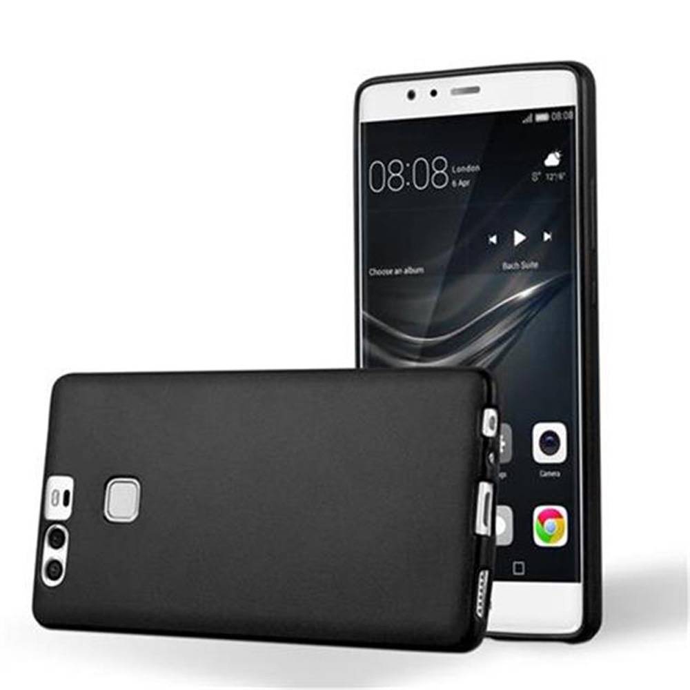 Cadorabo Schutzhülle für Huawei P9 Hülle in Schwarz Handyhülle TPU Silikon Etui Cover Case