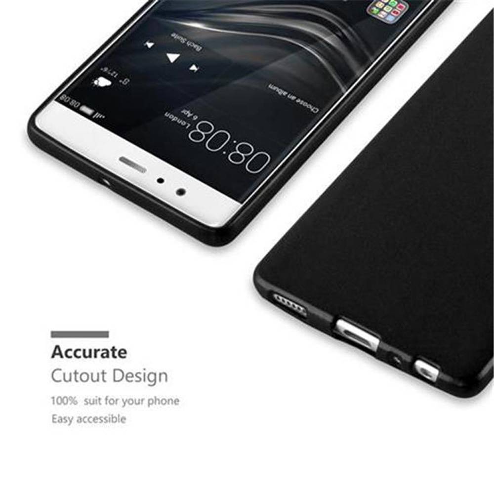 Cadorabo Schutzhülle für Huawei P9 Hülle in Schwarz Handyhülle TPU Silikon Etui Cover Case