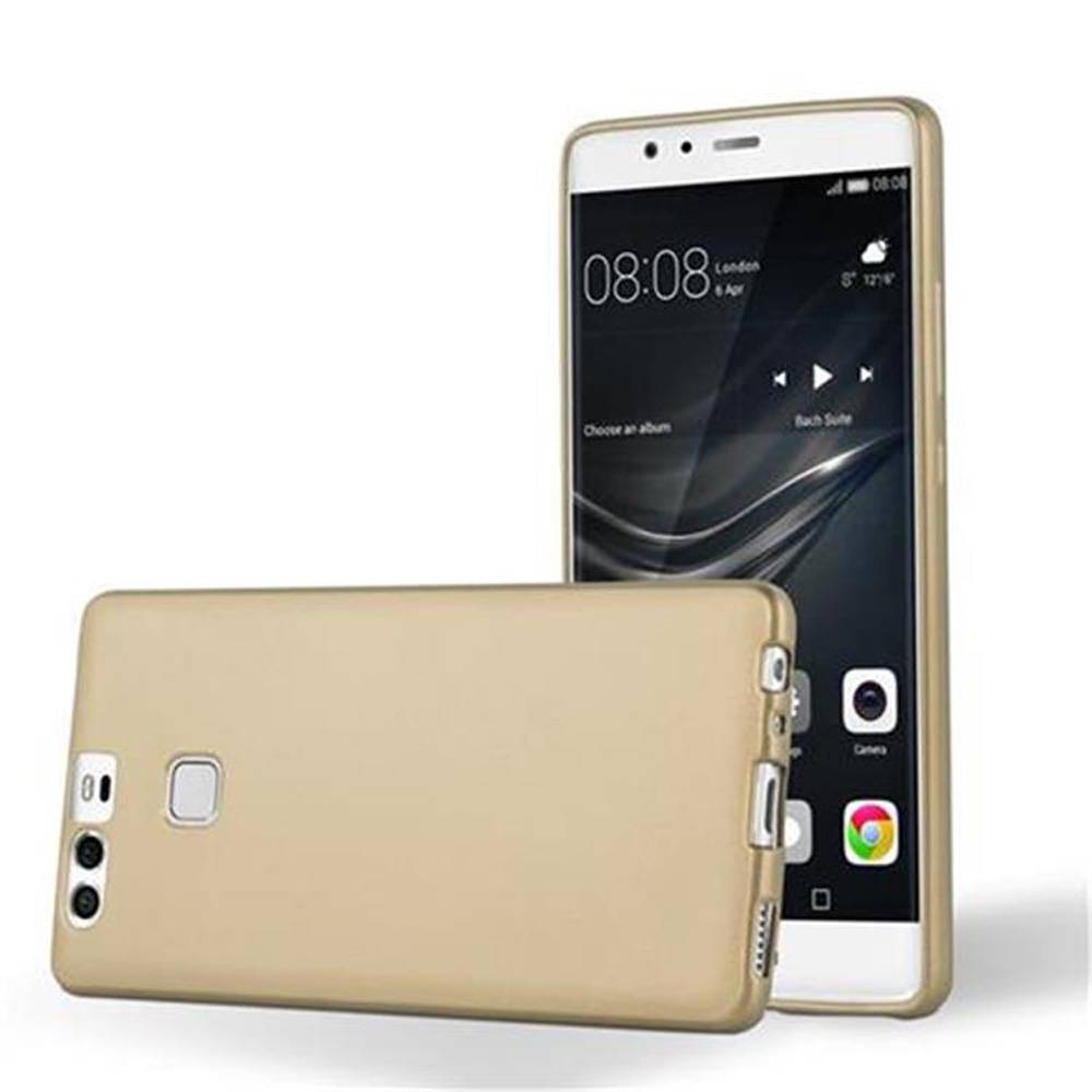 Cadorabo Schutzhülle für Huawei P9 Hülle in Gold Handyhülle TPU Silikon Etui Cover Case