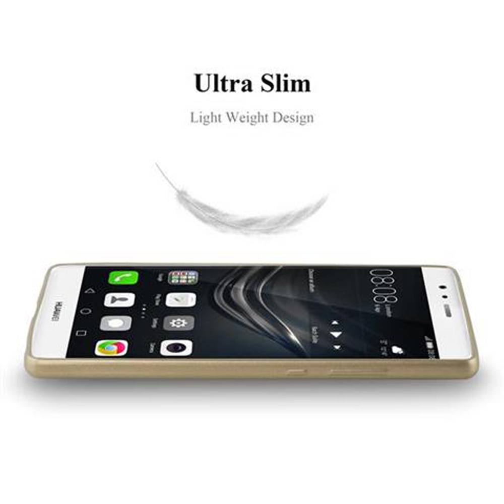 Cadorabo Schutzhülle für Huawei P9 Hülle in Gold Handyhülle TPU Silikon Etui Cover Case
