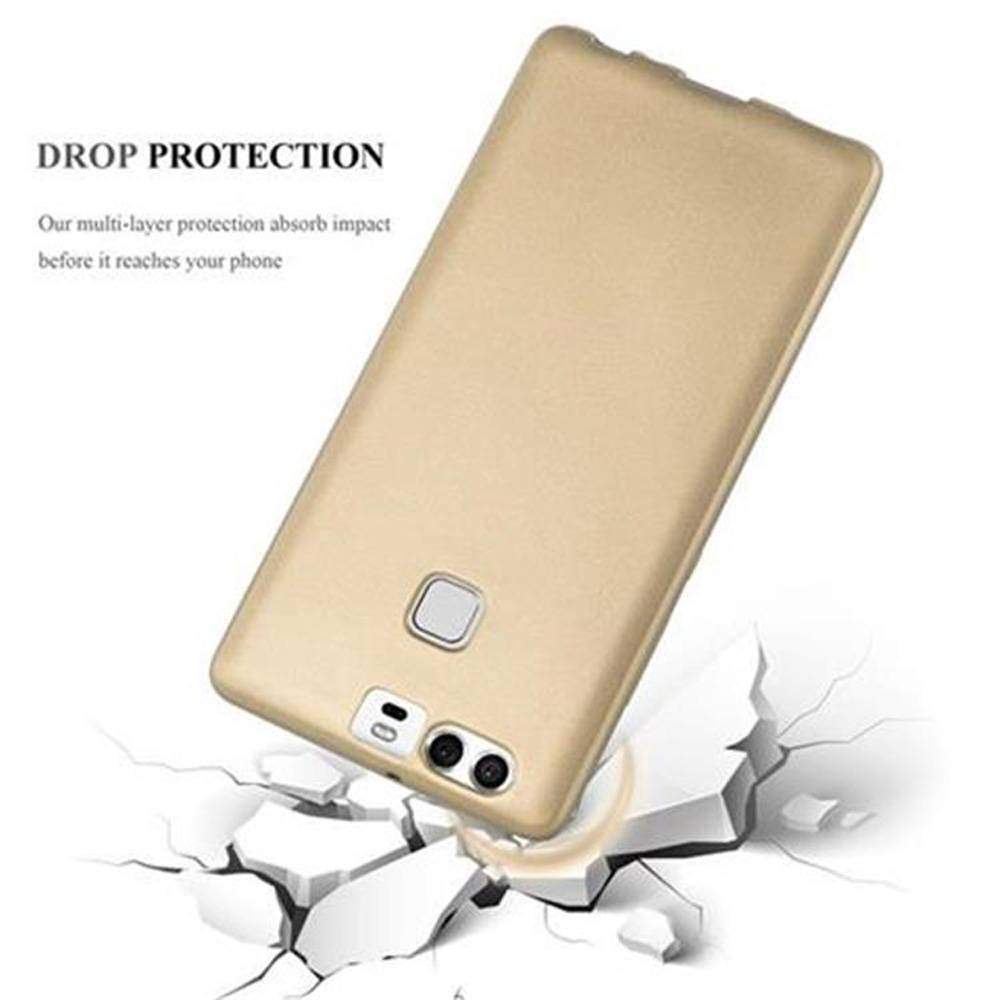 Cadorabo Schutzhülle für Huawei P9 Hülle in Gold Handyhülle TPU Silikon Etui Cover Case