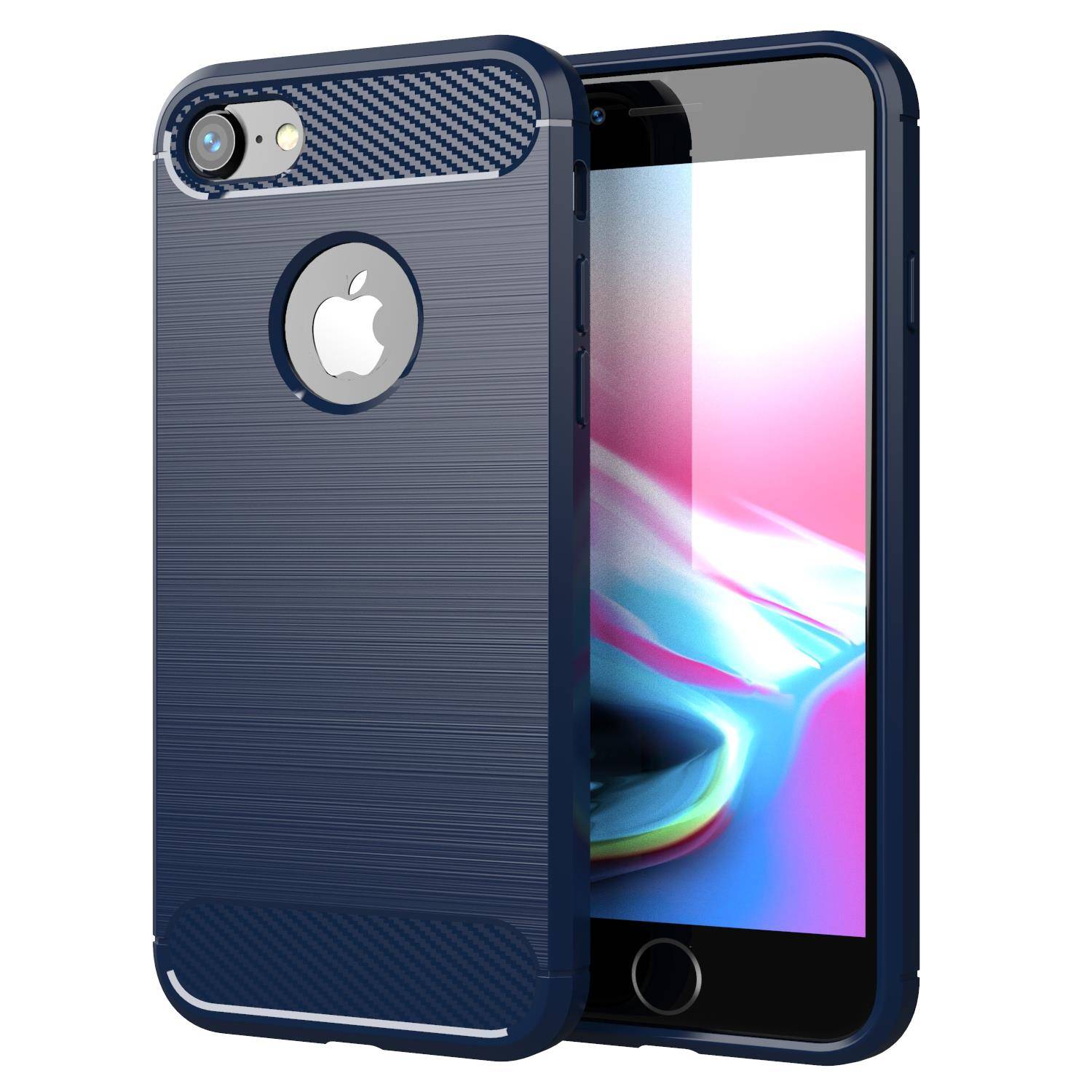 Cadorabo Hülle für Apple iPhone 7 / 7S / 8 in Blau Schutzhülle TPU Case Cover Etui Handyhülle