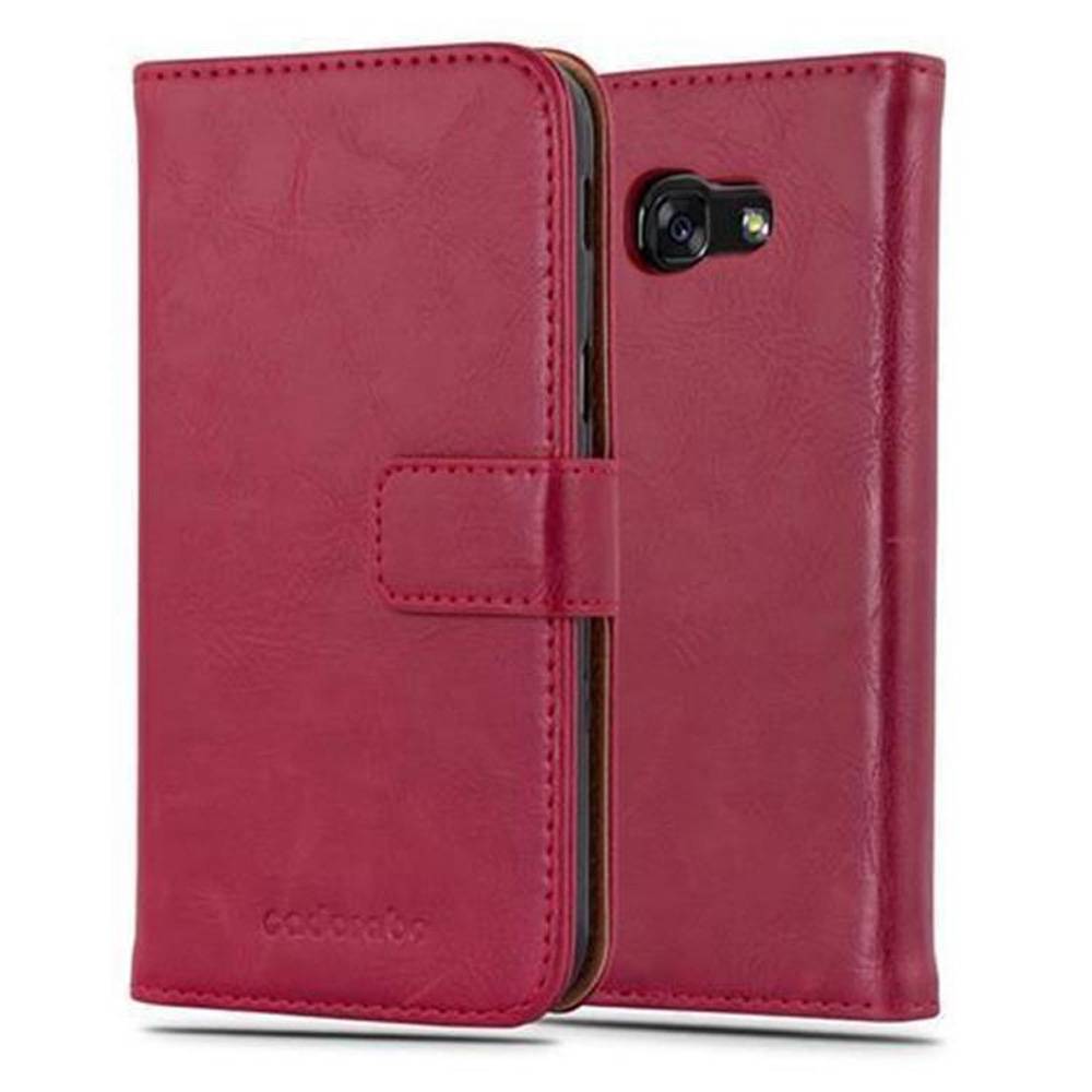 Cadorabo Hülle für Samsung Galaxy A3 2017 Schutzhülle in Rot Handyhülle Book Tasche Case Etui Luxury
