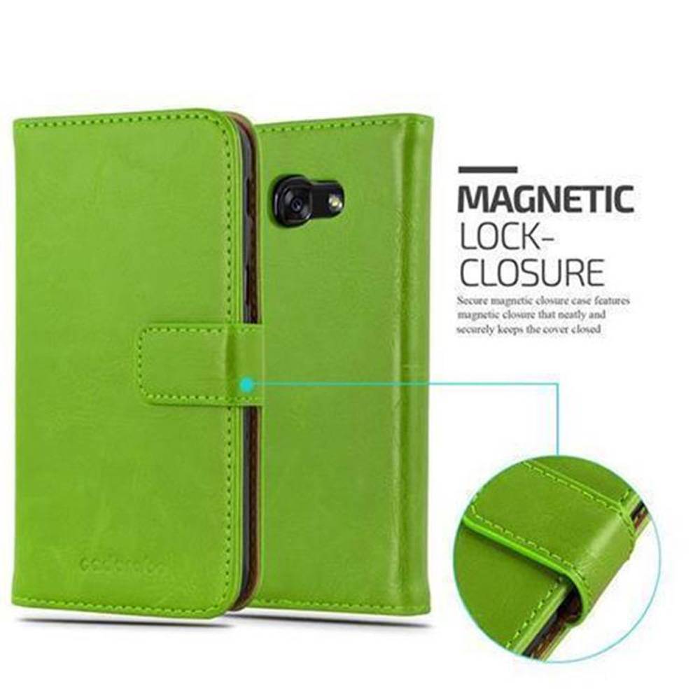 Cadorabo Hülle für Samsung Galaxy A3 2017 Schutzhülle in Grün Handyhülle Book Tasche Case Etui Luxury