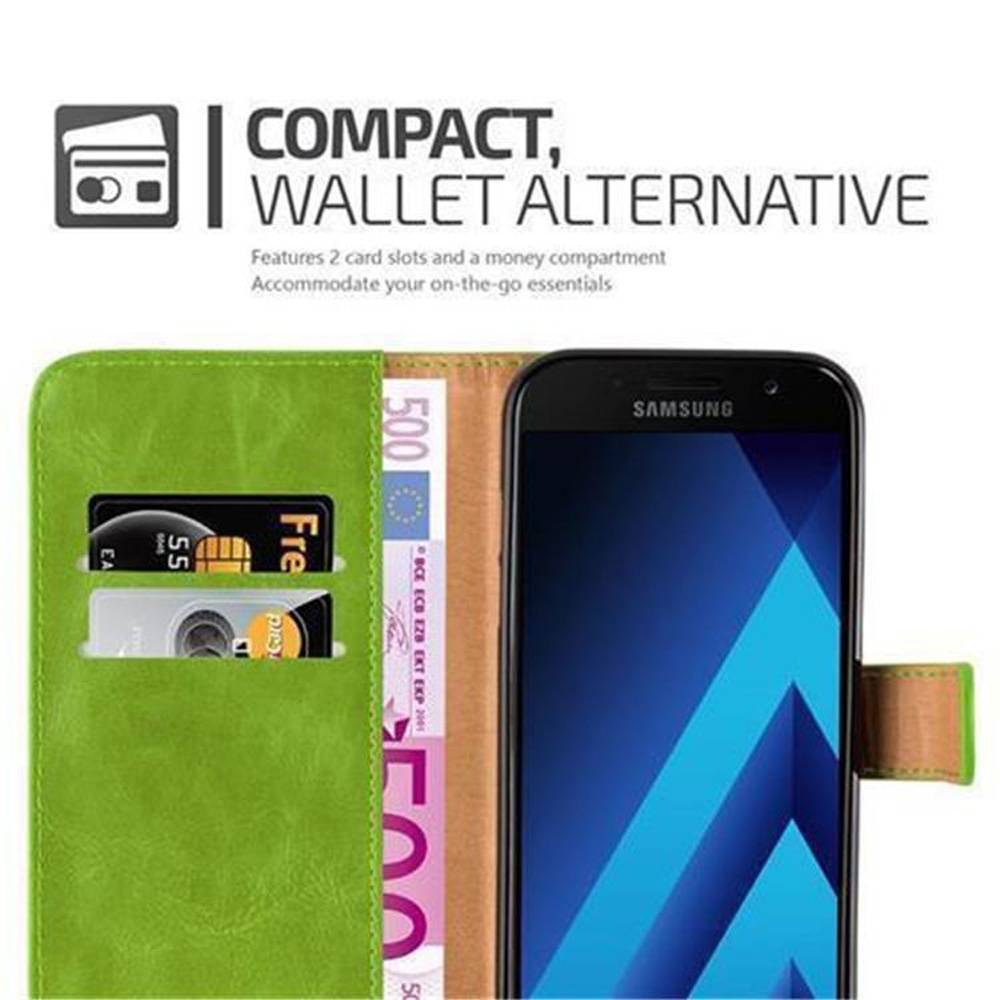 Cadorabo Hülle für Samsung Galaxy A3 2017 Schutzhülle in Grün Handyhülle Book Tasche Case Etui Luxury