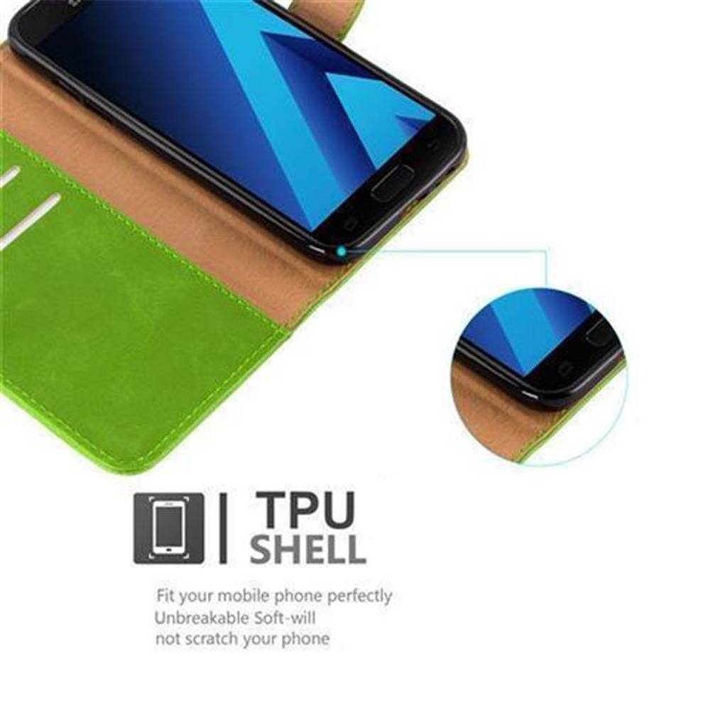 Cadorabo Hülle für Samsung Galaxy A3 2017 Schutzhülle in Grün Handyhülle Book Tasche Case Etui Luxury