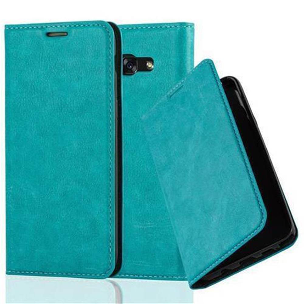Cadorabo Hülle für Samsung Galaxy A3 2017 Schutz Hülle in Türkis Handyhülle Etui Case Cover Magnetverschluss