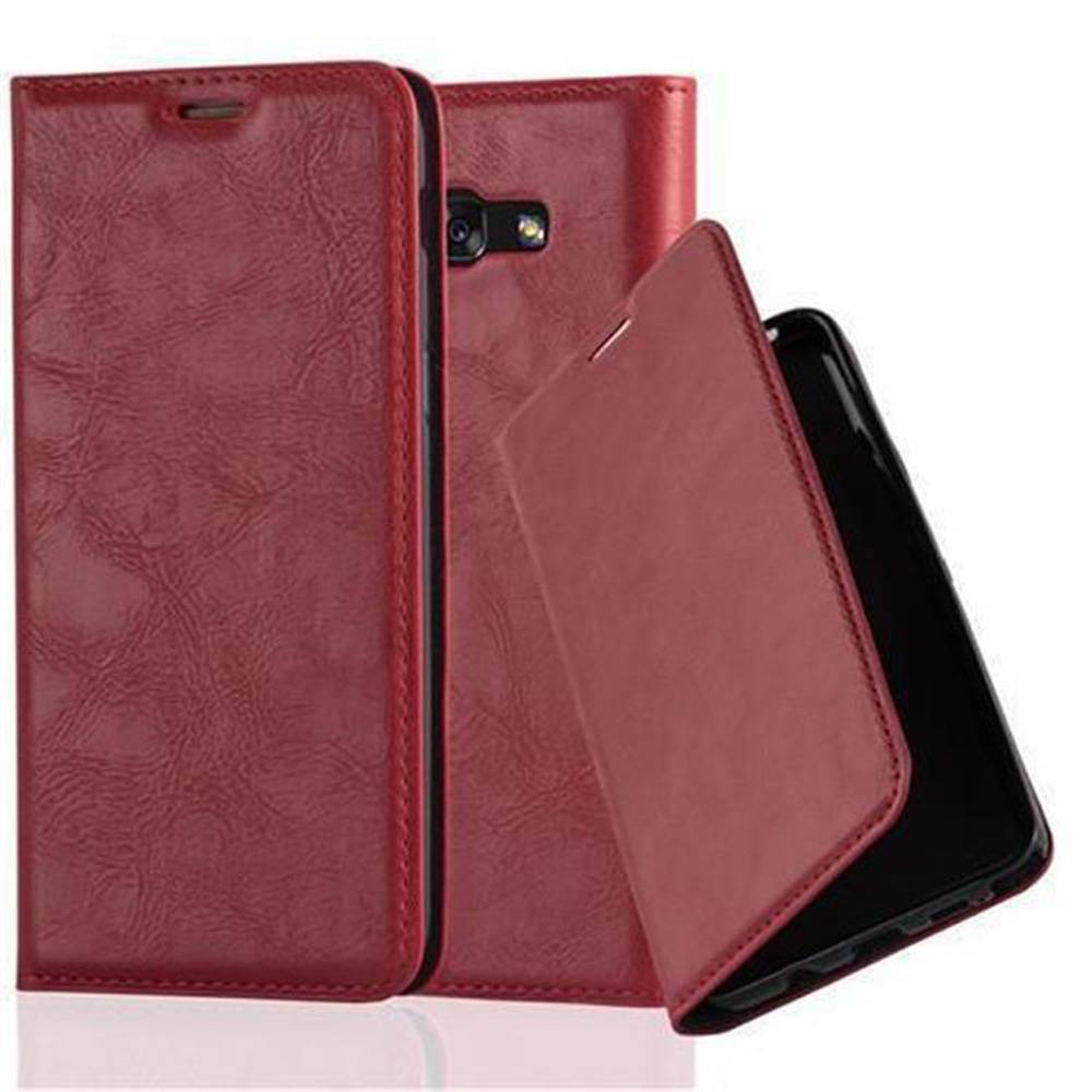 Cadorabo Hülle für Samsung Galaxy A3 2017 Schutz Hülle in Rot Handyhülle Etui Case Cover Magnetverschluss