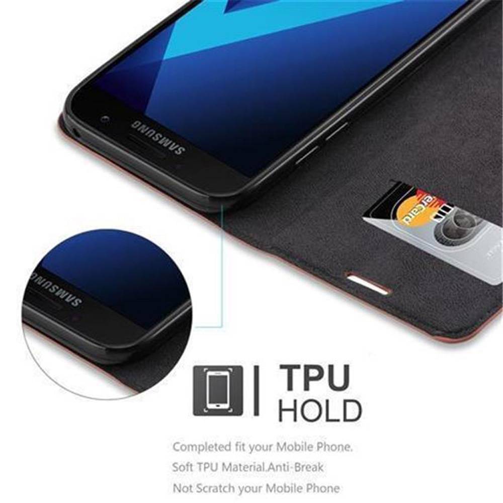 Cadorabo Hülle für Samsung Galaxy A5 2017 Schutz Hülle in Braun Handyhülle Etui Case Cover Magnetverschluss