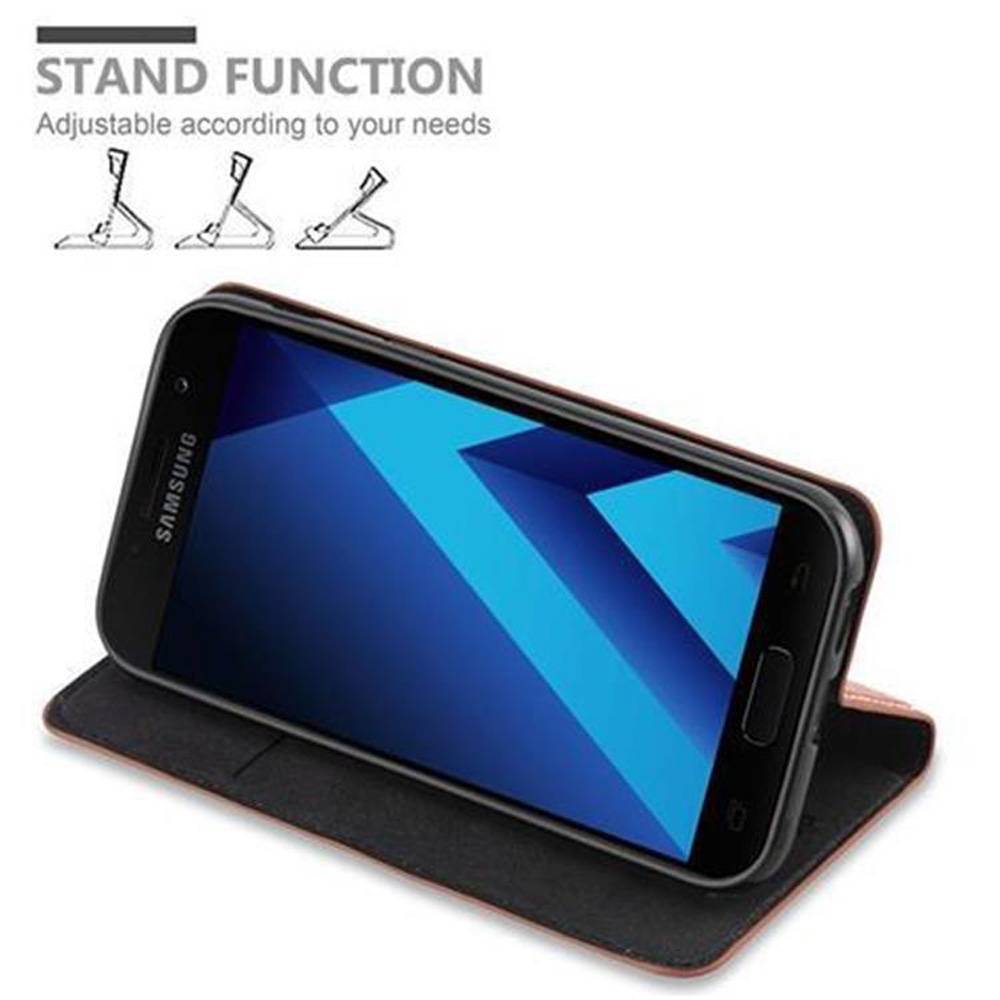 Cadorabo Hülle für Samsung Galaxy A5 2017 Schutz Hülle in Braun Handyhülle Etui Case Cover Magnetverschluss