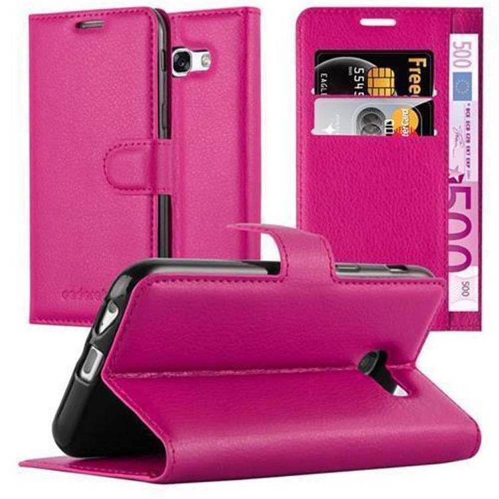Cadorabo Hülle für Samsung Galaxy A3 2017 Schutz Hülle in Pink Handyhülle Etui Case Cover Magnetverschluss