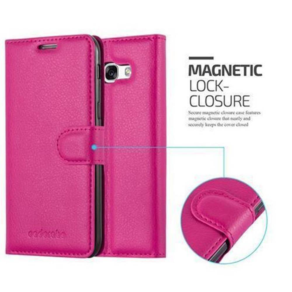 Cadorabo Hülle für Samsung Galaxy A3 2017 Schutz Hülle in Pink Handyhülle Etui Case Cover Magnetverschluss
