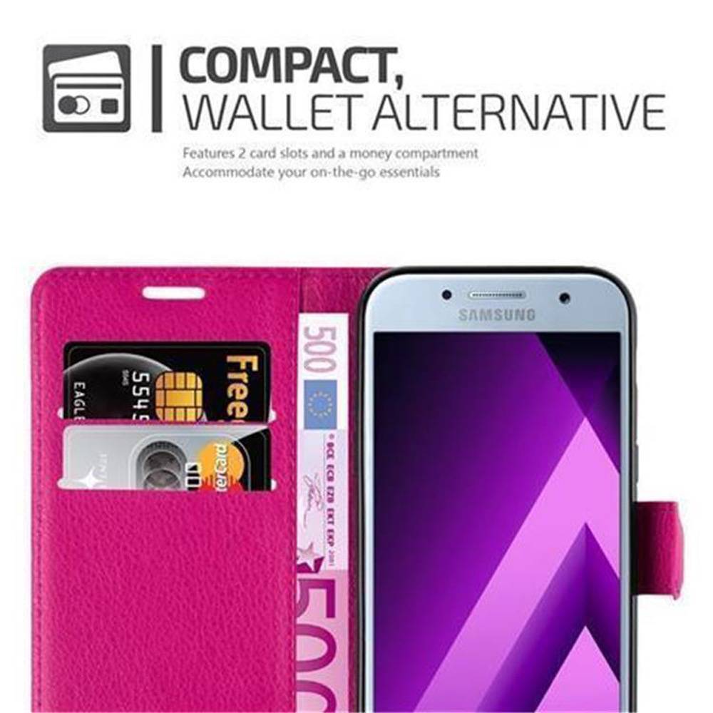 Cadorabo Hülle für Samsung Galaxy A3 2017 Schutz Hülle in Pink Handyhülle Etui Case Cover Magnetverschluss