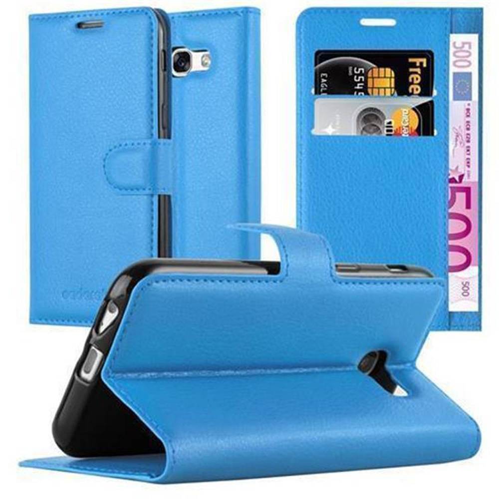 Cadorabo Hülle für Samsung Galaxy A3 2017 Schutz Hülle in Blau Handyhülle Etui Case Cover Magnetverschluss