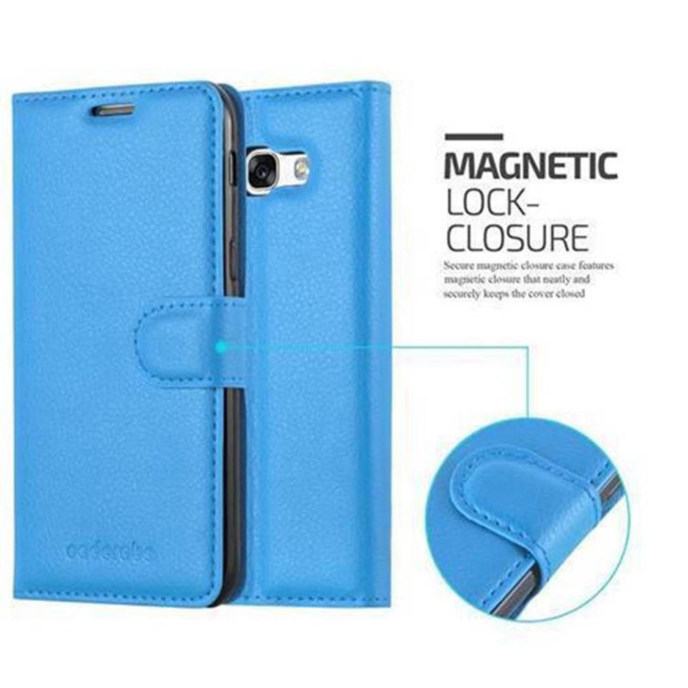 Cadorabo Hülle für Samsung Galaxy A3 2017 Schutz Hülle in Blau Handyhülle Etui Case Cover Magnetverschluss