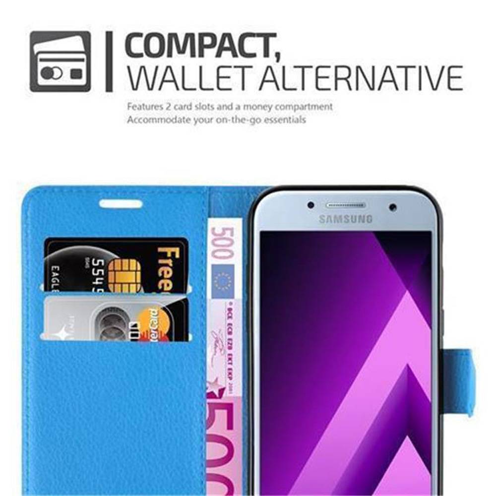 Cadorabo Hülle für Samsung Galaxy A3 2017 Schutz Hülle in Blau Handyhülle Etui Case Cover Magnetverschluss