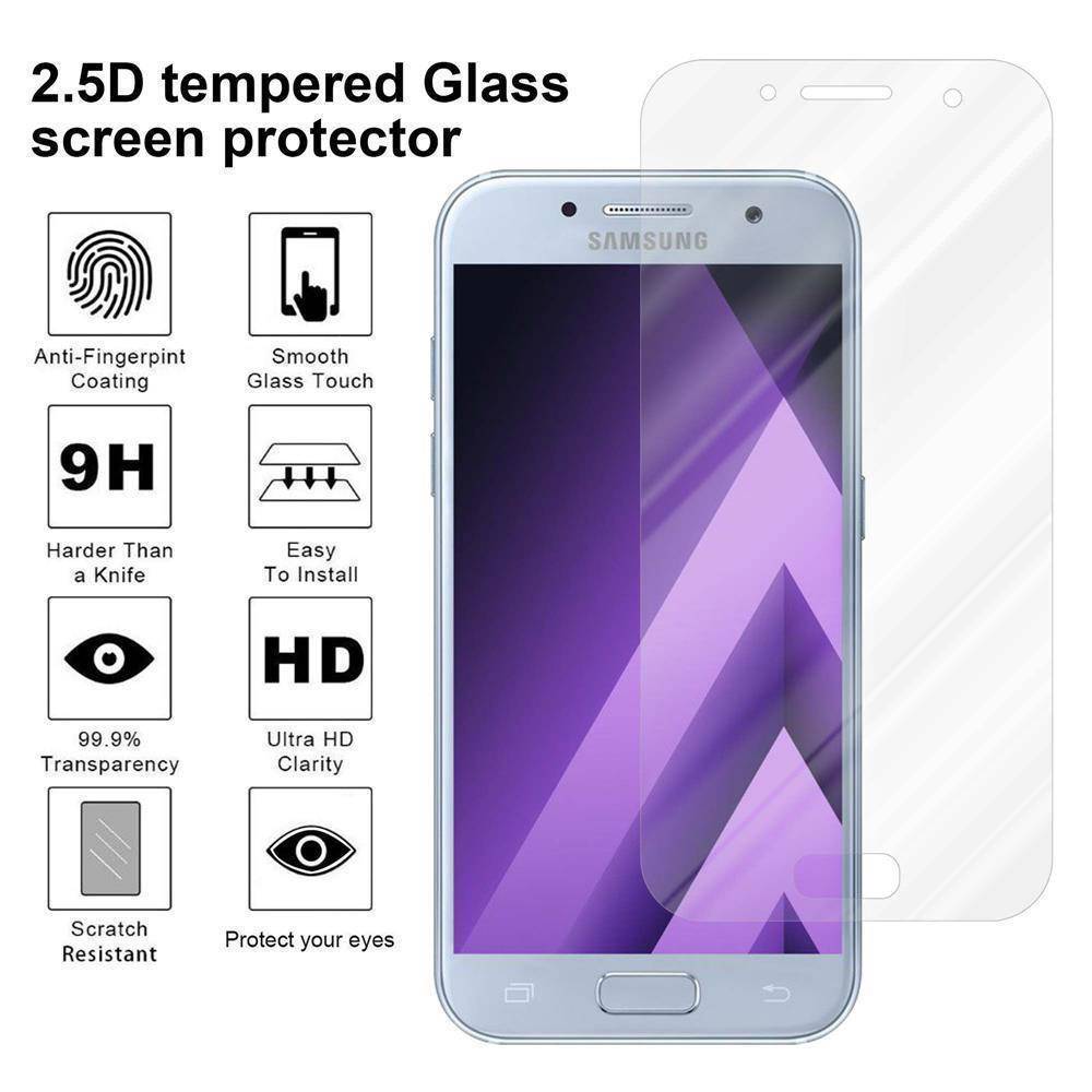 Cadorabo Panzer Folie für Samsung Galaxy A3 2017 Schutzfolie in Transparent Gehärtetes Tempered Display-Schutzglas