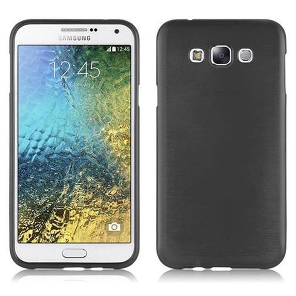 Cadorabo Hülle für Samsung Galaxy E7 Schutz Hülle in Schwarz Schutzhülle TPU Silikon Etui Case Cover