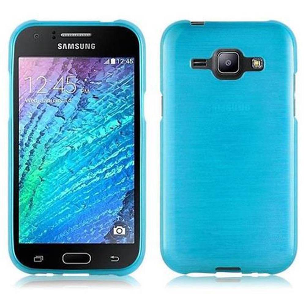 Cadorabo Hülle für Samsung Galaxy J1 2015 Schutz Hülle in Türkis Schutzhülle TPU Silikon Etui Case Cover