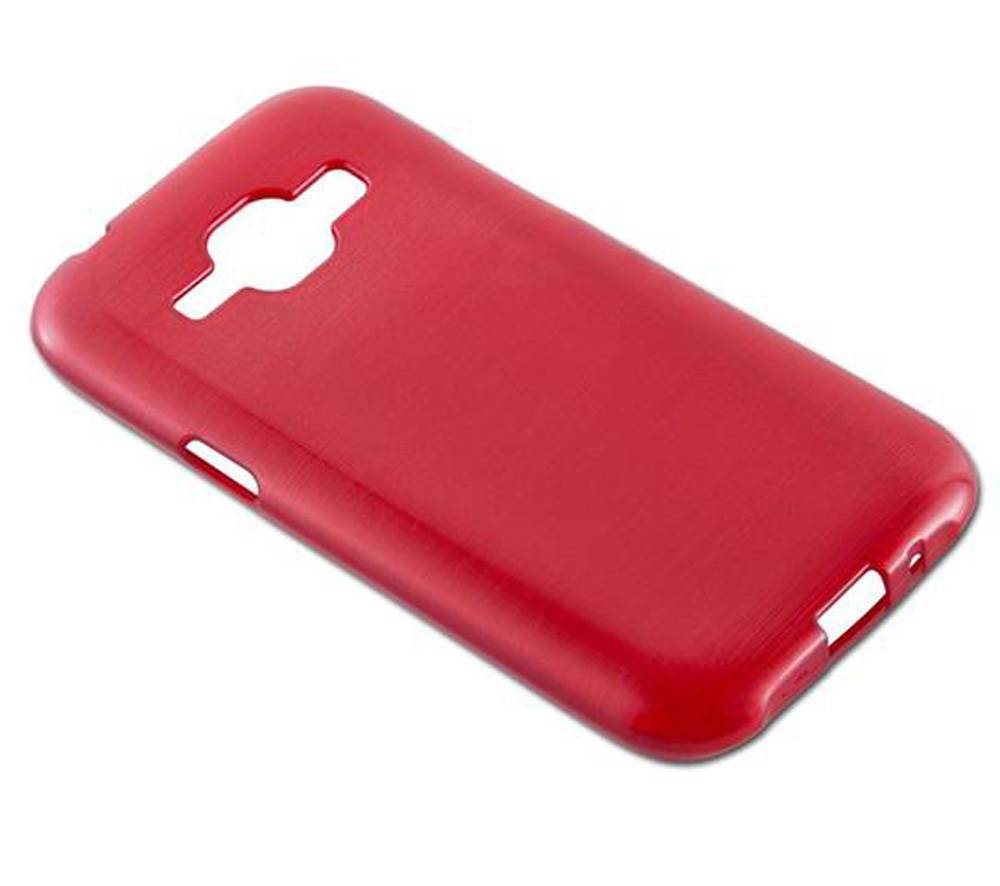 Cadorabo Hülle für Samsung Galaxy J1 2015 Schutz Hülle in Rot Schutzhülle TPU Silikon Etui Case Cover