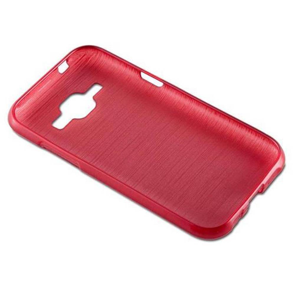 Cadorabo Hülle für Samsung Galaxy J1 2015 Schutz Hülle in Rot Schutzhülle TPU Silikon Etui Case Cover