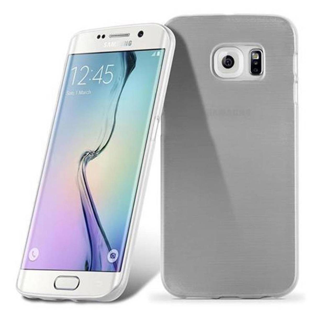 Cadorabo Hülle für Samsung Galaxy S6 EDGE Schutz Hülle in Silber Schutzhülle TPU Silikon Etui Case Cover