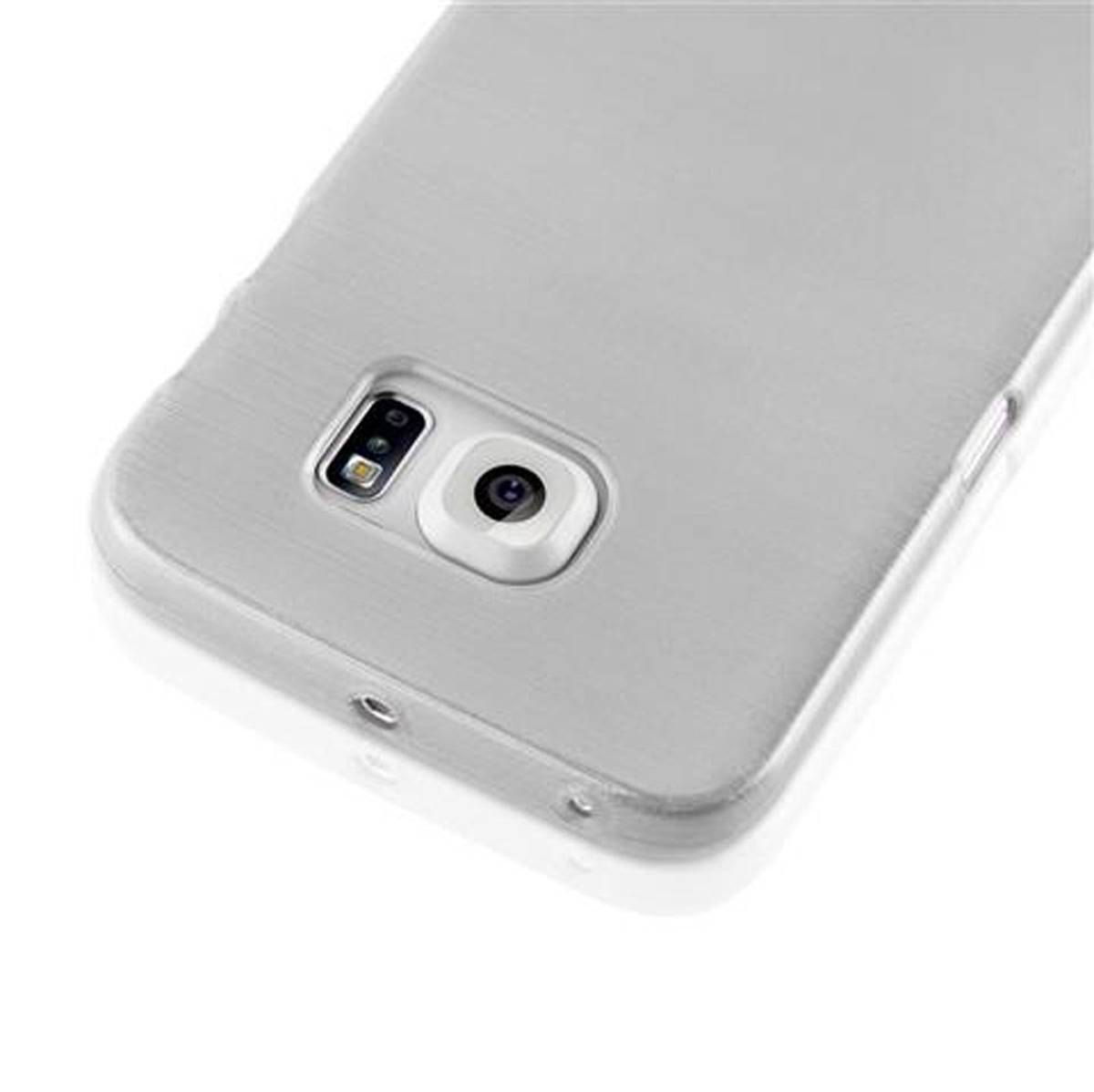 Cadorabo Hülle für Samsung Galaxy S6 EDGE Schutz Hülle in Silber Schutzhülle TPU Silikon Etui Case Cover