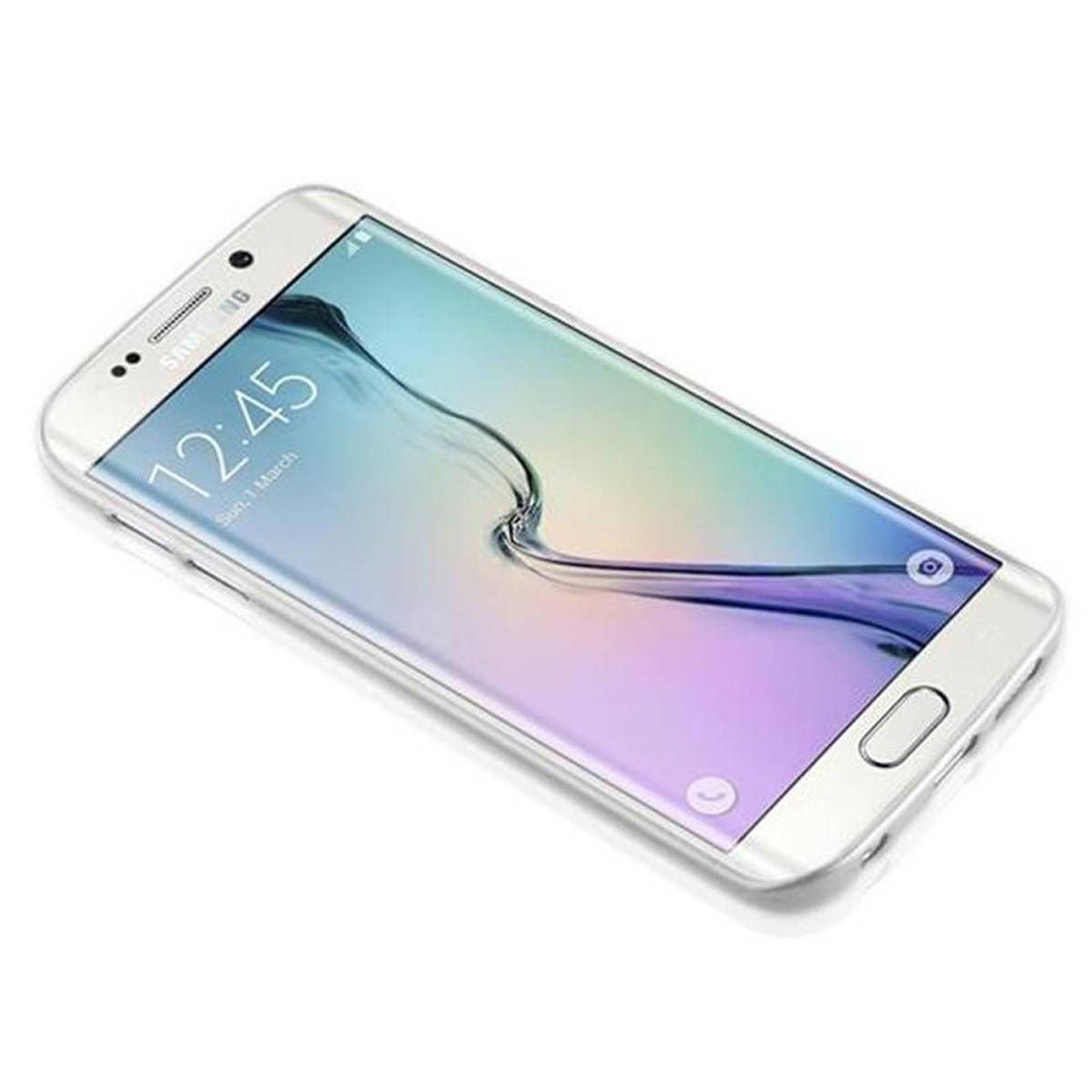 Cadorabo Hülle für Samsung Galaxy S6 EDGE Schutz Hülle in Silber Schutzhülle TPU Silikon Etui Case Cover