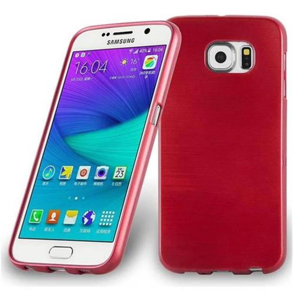 Cadorabo Hülle für Samsung Galaxy S6 Schutz Hülle in Rot Schutzhülle TPU Silikon Etui Case Cover