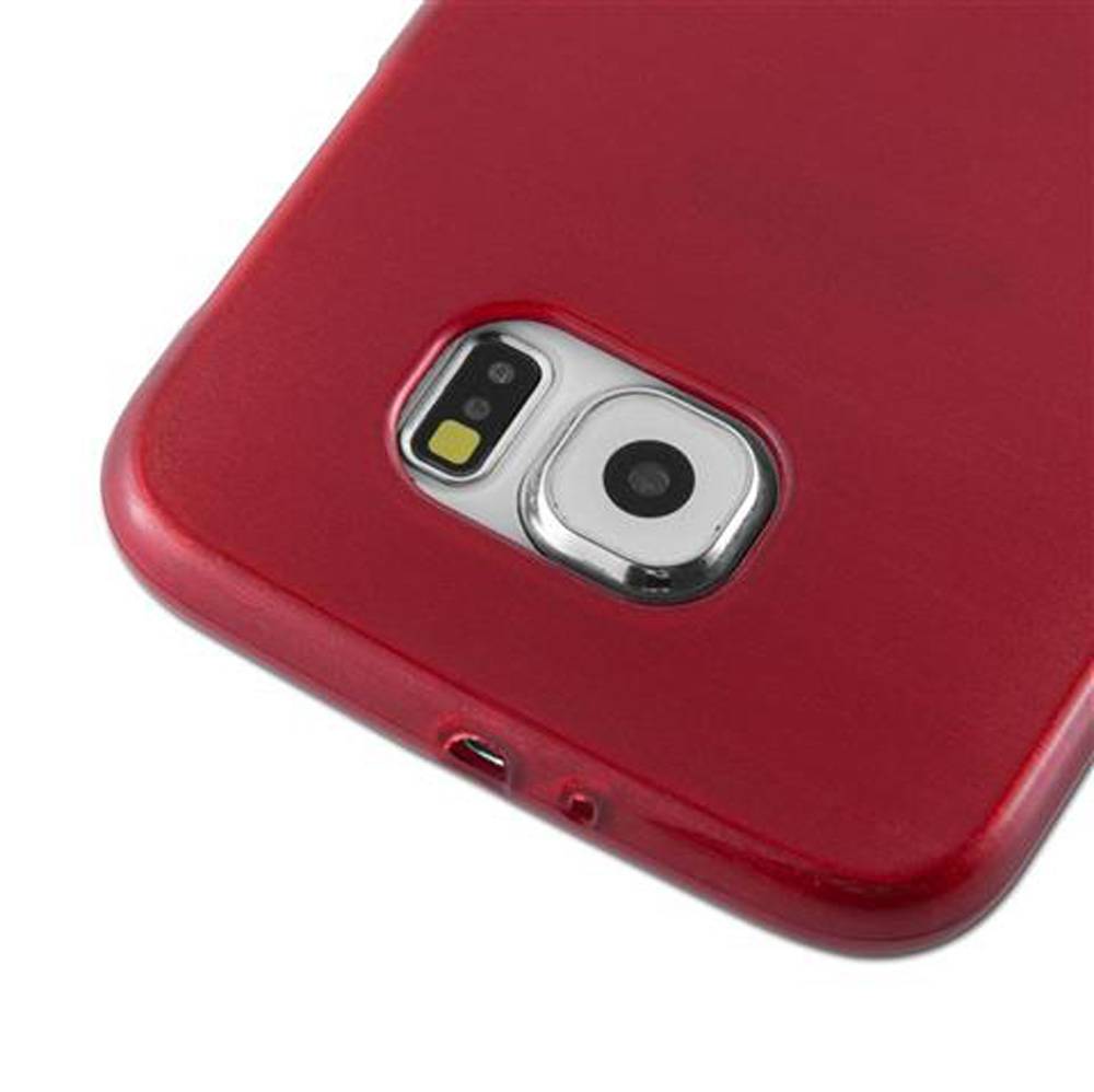 Cadorabo Hülle für Samsung Galaxy S6 Schutz Hülle in Rot Schutzhülle TPU Silikon Etui Case Cover