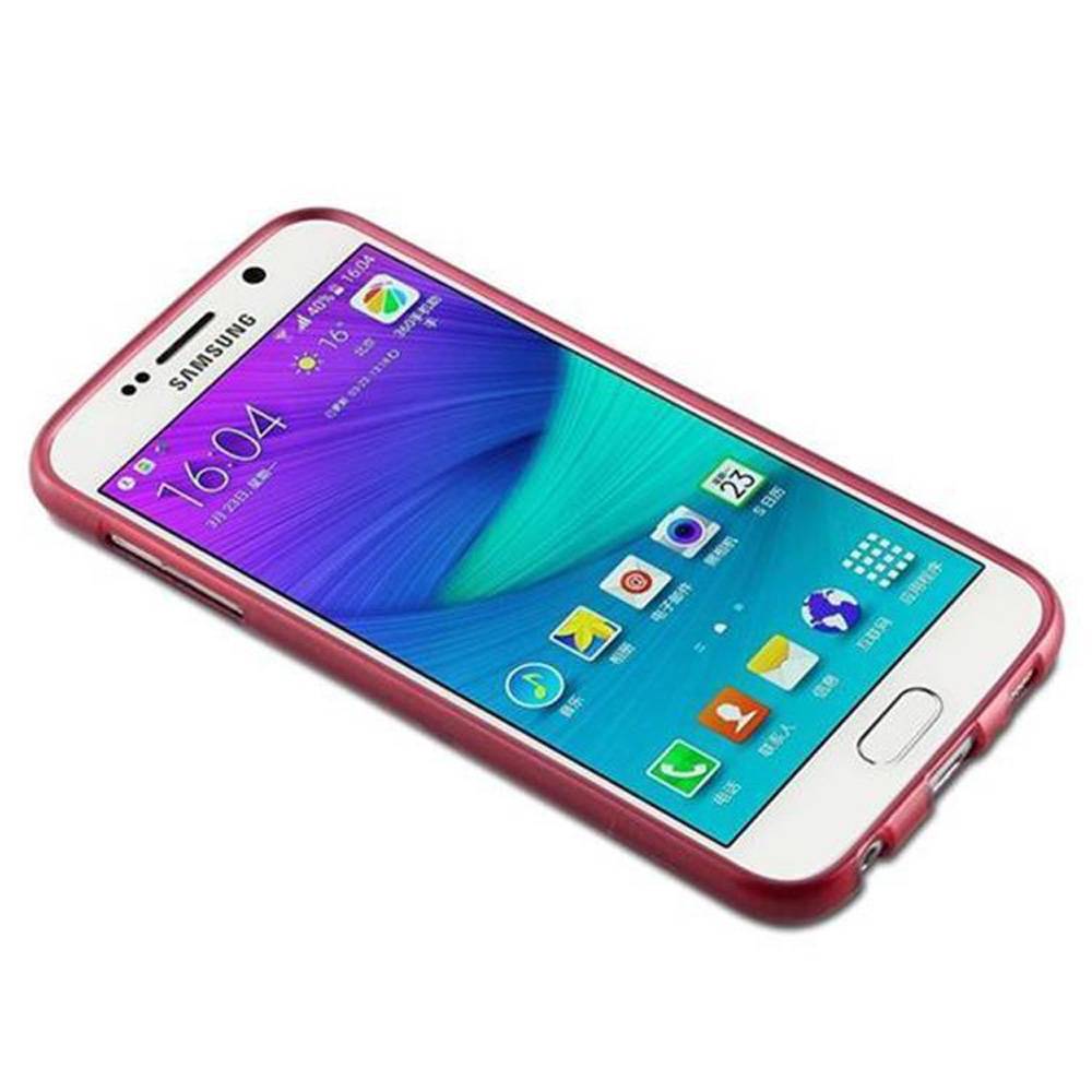 Cadorabo Hülle für Samsung Galaxy S6 Schutz Hülle in Rot Schutzhülle TPU Silikon Etui Case Cover