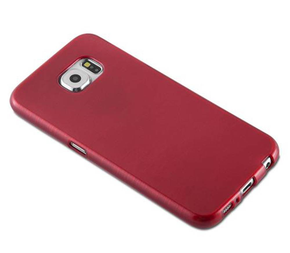 Cadorabo Hülle für Samsung Galaxy S6 Schutz Hülle in Rot Schutzhülle TPU Silikon Etui Case Cover